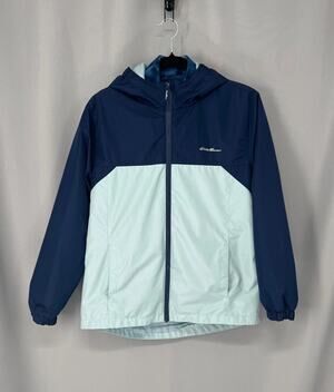 Eddie Bauer Jacket Kids XL 16 Blue Hooded Fleece Lined Ripstop Outdoor Winter